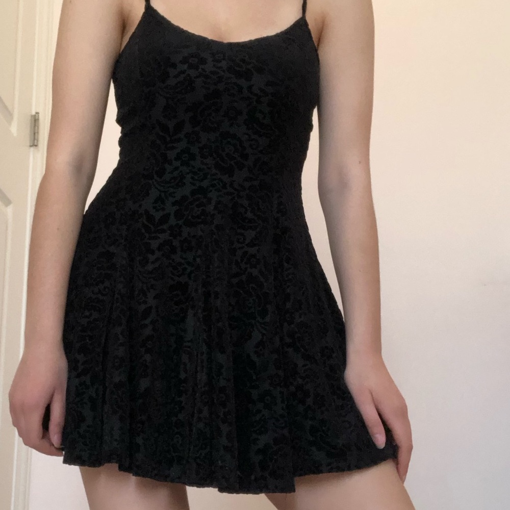 Brandy melville black velvet floral dress